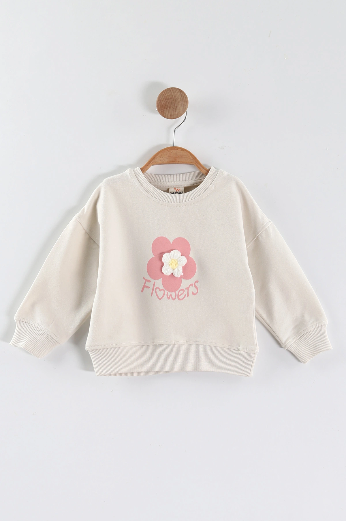 Krem (1-4 Yaş)Çiçek Motifli Kız Çocuk Sweatshirt 432888