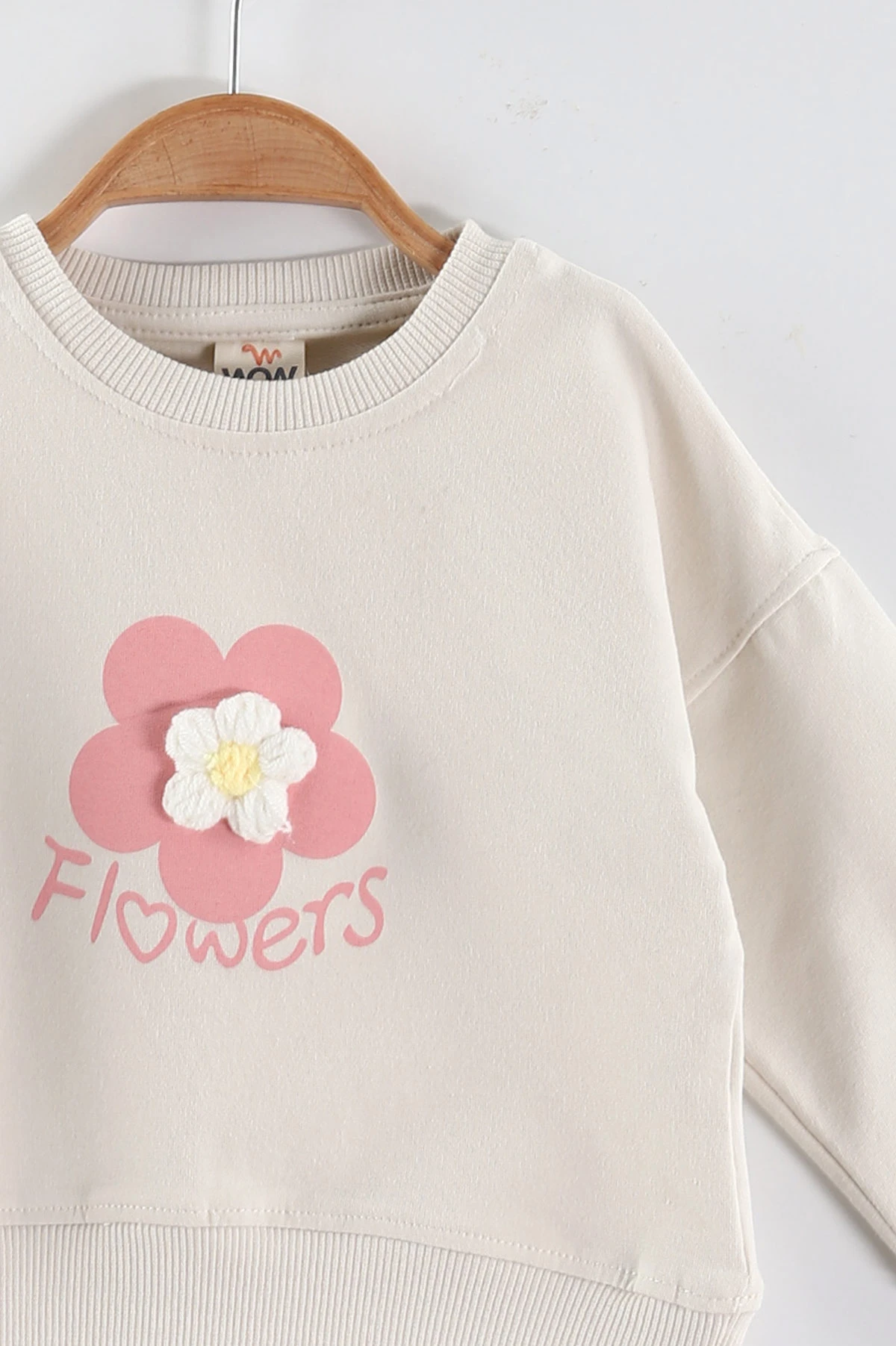 Krem (1-4 Yaş)Çiçek Motifli Kız Çocuk Sweatshirt 432888