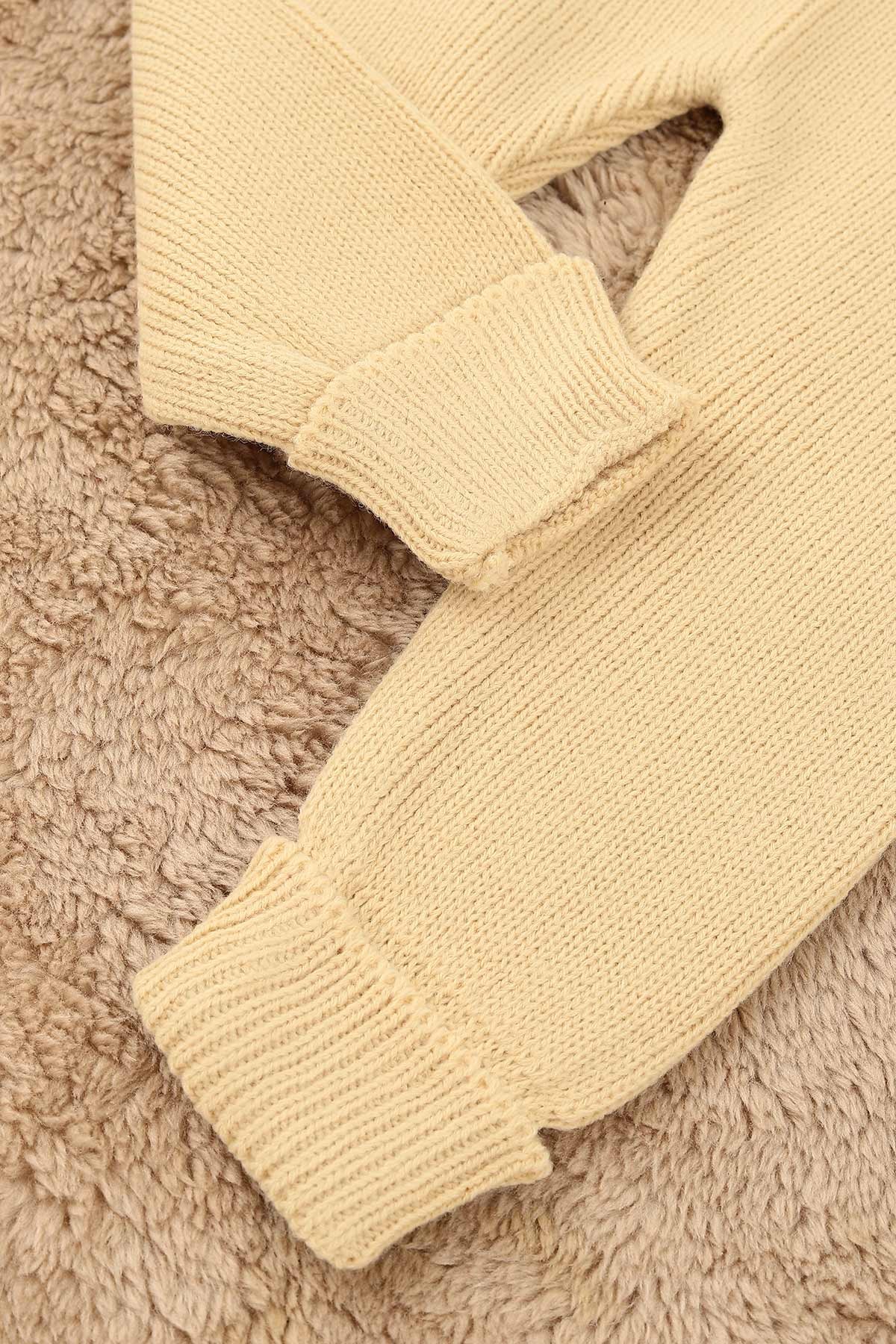 Krem (1-5 yaş)Ayıcıklı Triko Kız Çocuk Salopet Tulum 158339