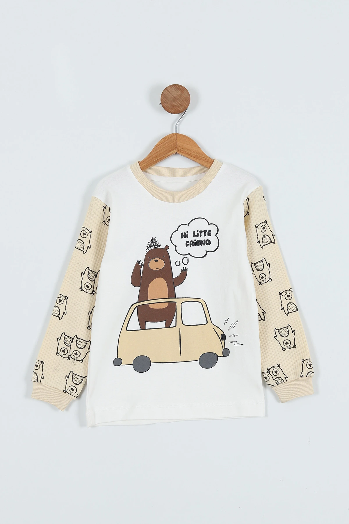 Krem (1-9 Yaş) Baskılı Kız Çocuk Sweat 275789