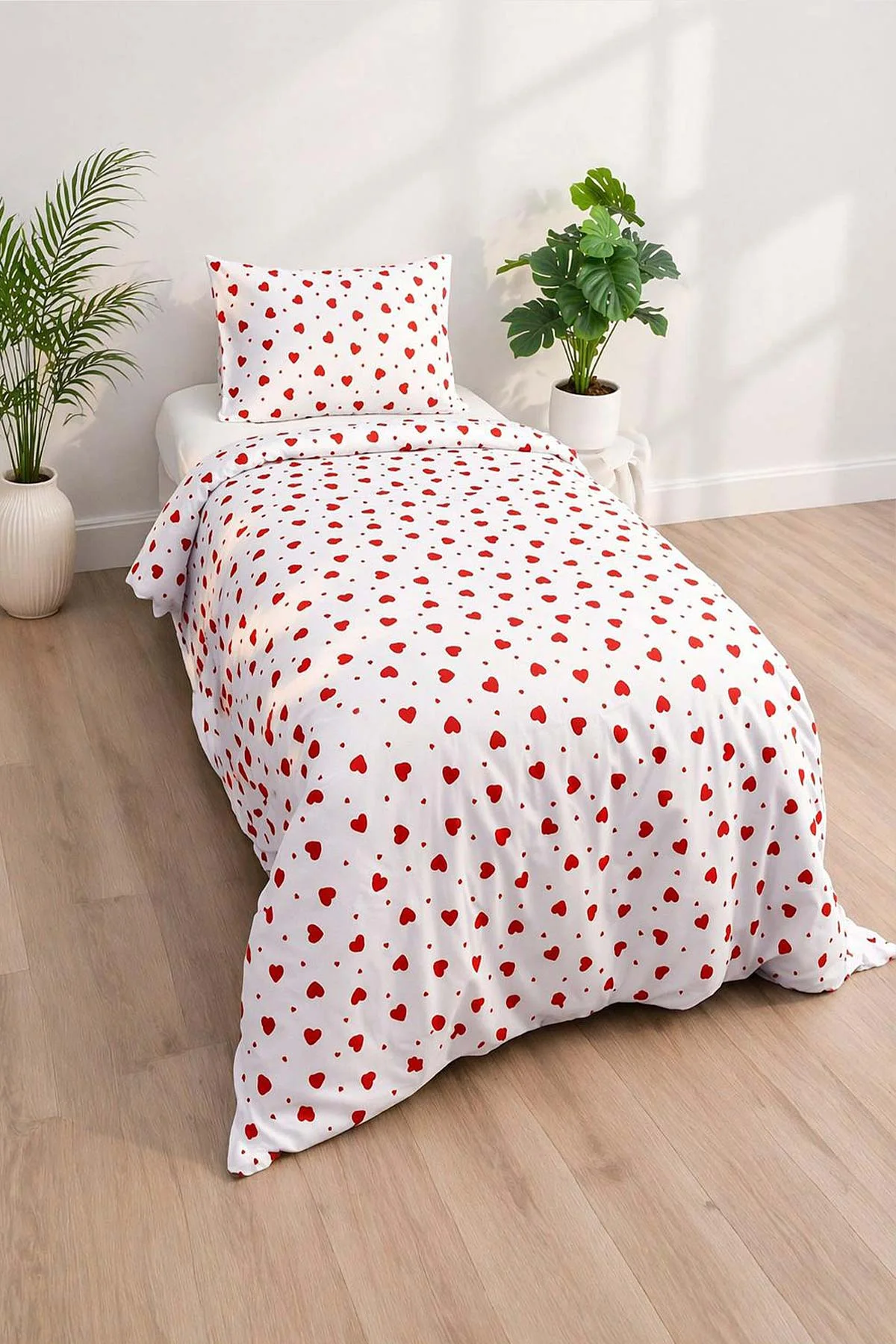 Krem 160x240 Cm Evnur Desenli Tek Kişilik Nevresim Takımı 455107