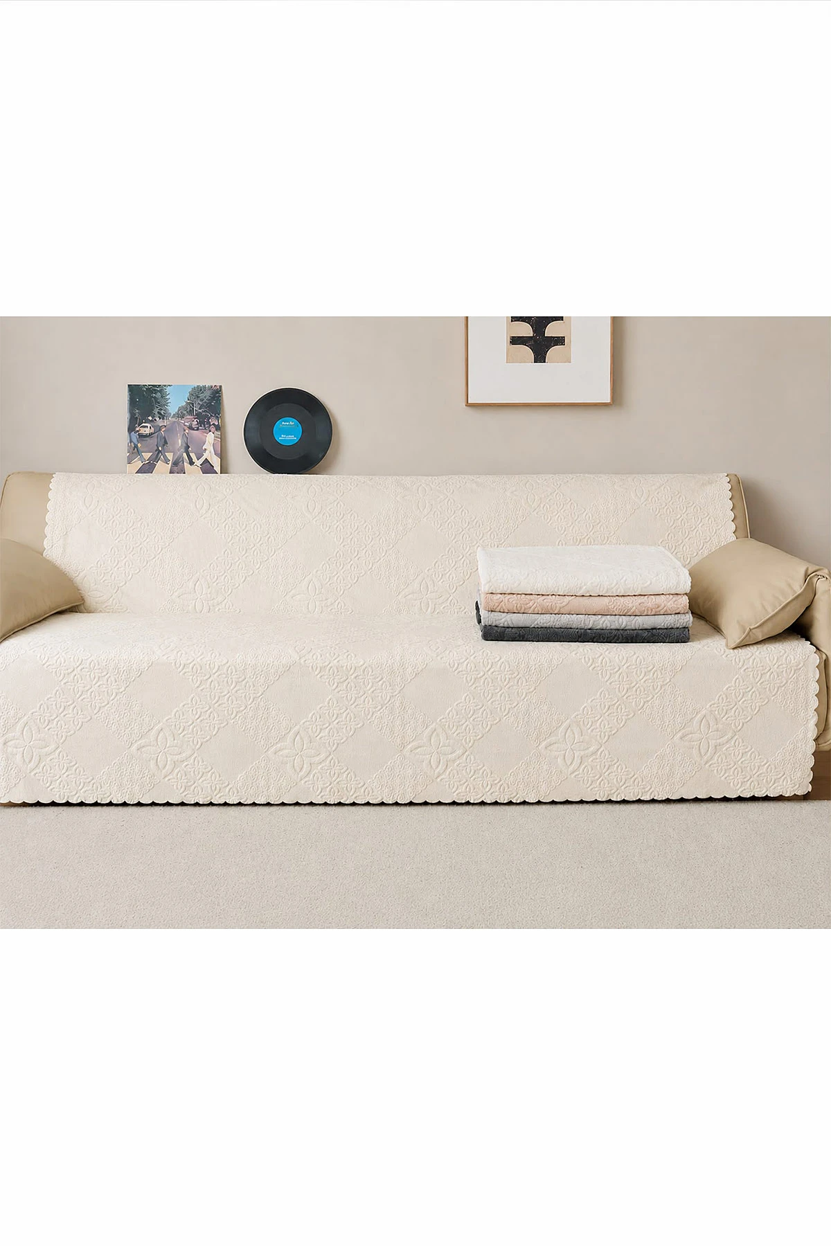 Krem 170x215 Cm Bella Home Focus Asorti Koltuk Örtüsü 487072