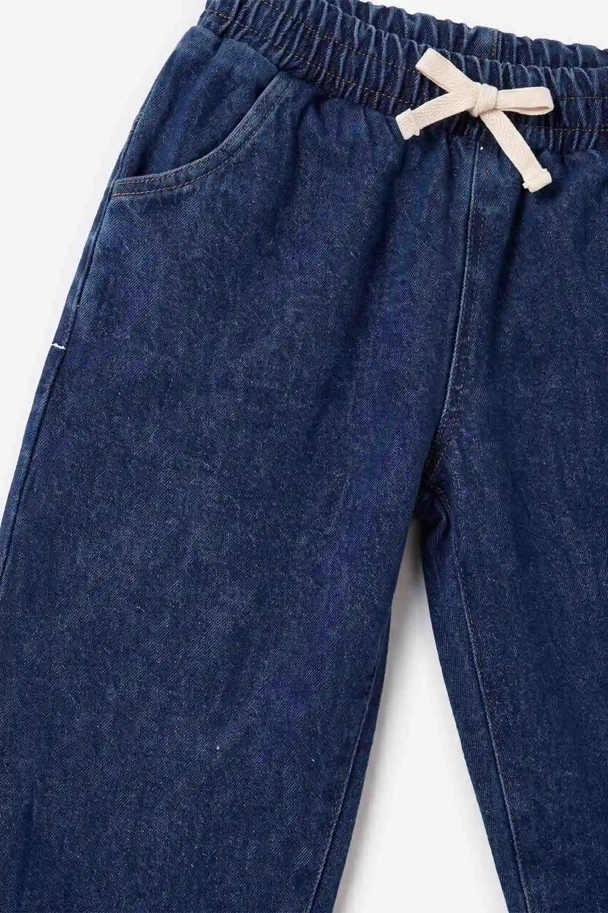 Krem (2-5 Yaş)Yakalı Düğmeli Kot Pantolonlu Erkek Çocuk Takım 478978