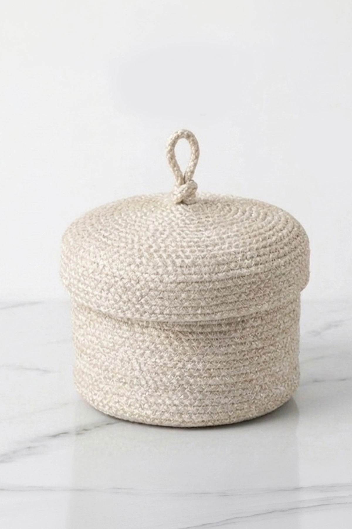 Krem 22x13 Cm Bella Home Örgü Kapaklı Sepet - Düzenleyici - Organizer 447860
