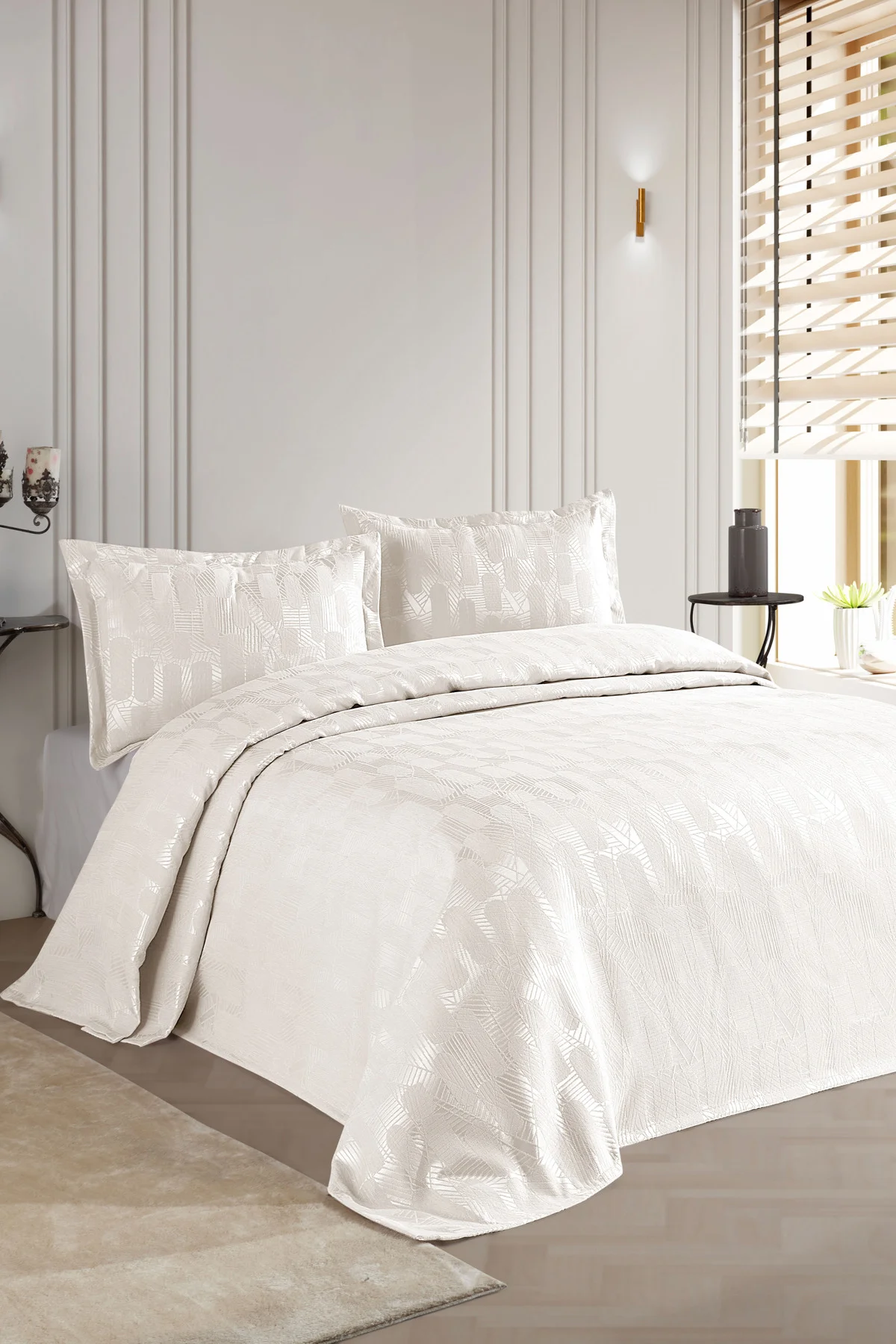 Krem 240x260 Çift Kişilik Gelin Seti Yatak Örtüsü 288905