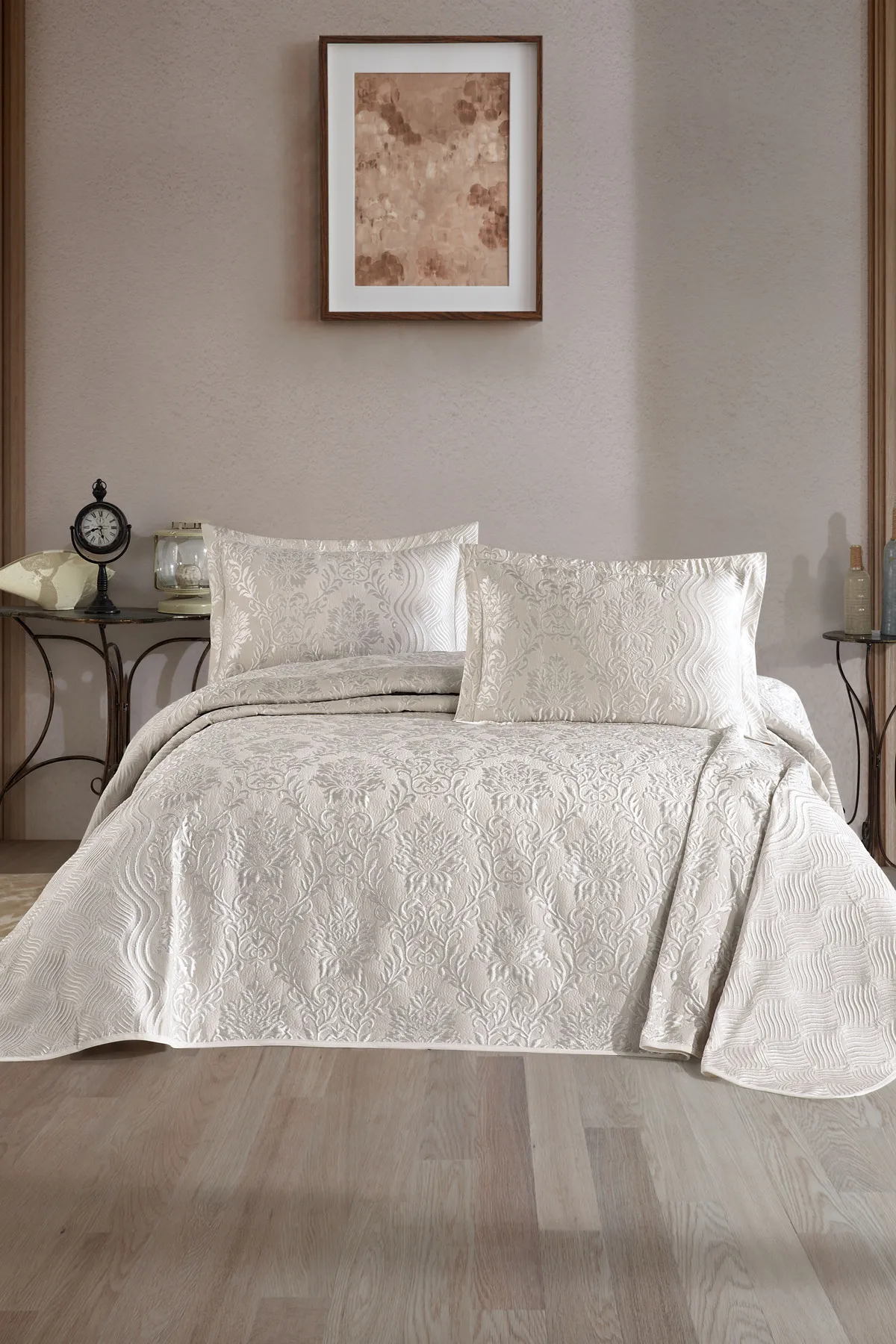 Krem 240x260 Çift Kişilik Gelin Seti Yatak Örtüsü 288932