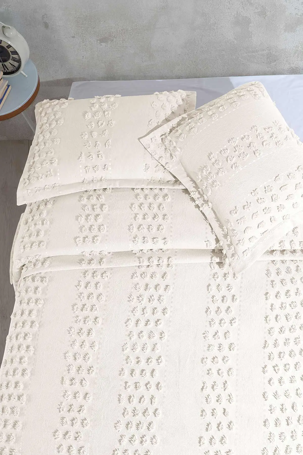 Krem 240x260 Çift Kişilik Gelin Seti Yatak Örtüsü 307696