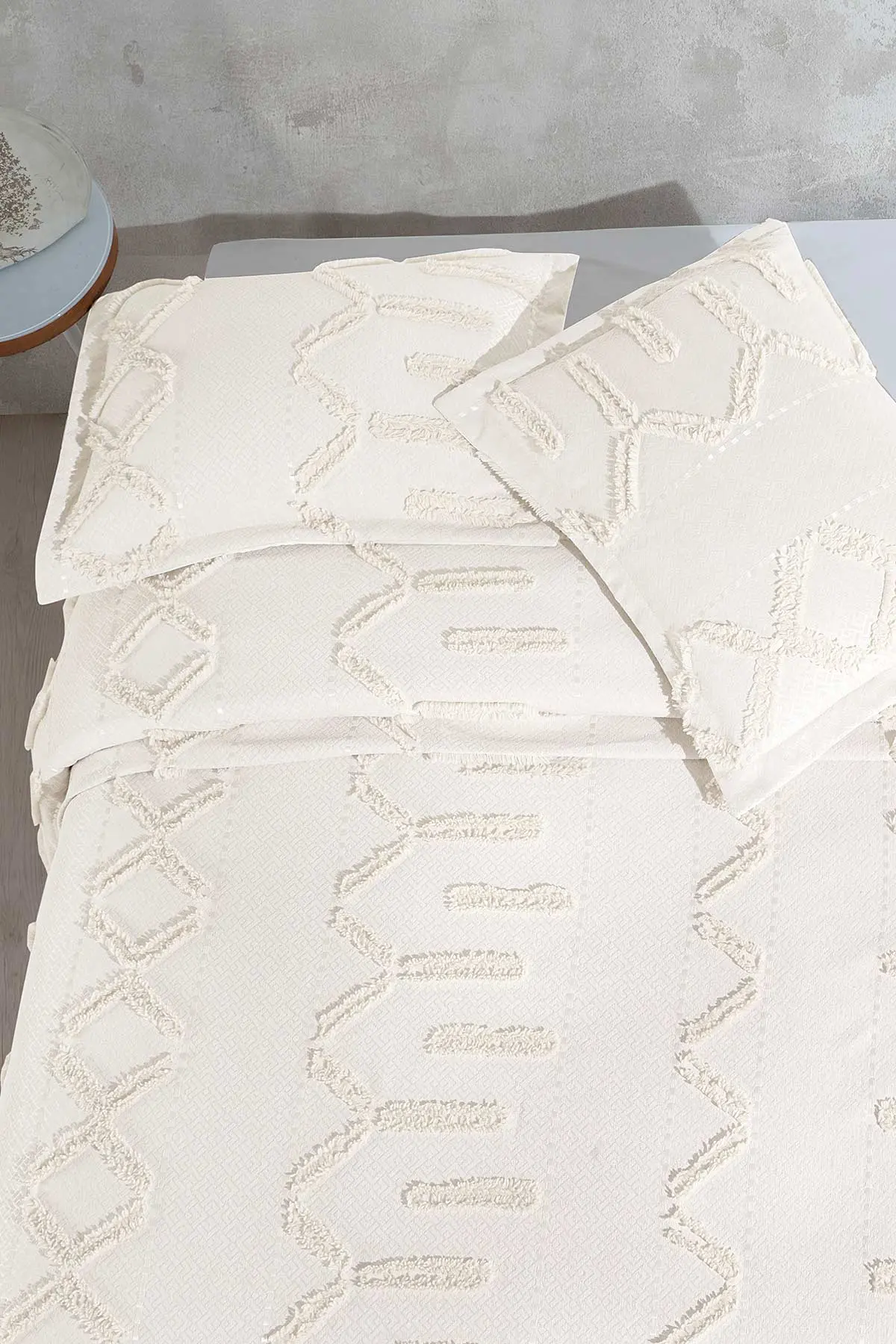 Krem 240x260 Çift Kişilik Gelin Seti Yatak Örtüsü 307700