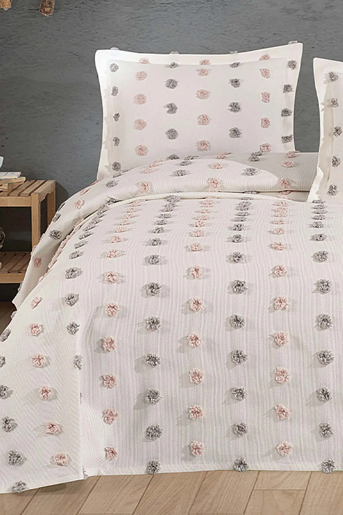 Krem 240x260 Çift Kişilik Gelin Seti Yatak Örtüsü 334905