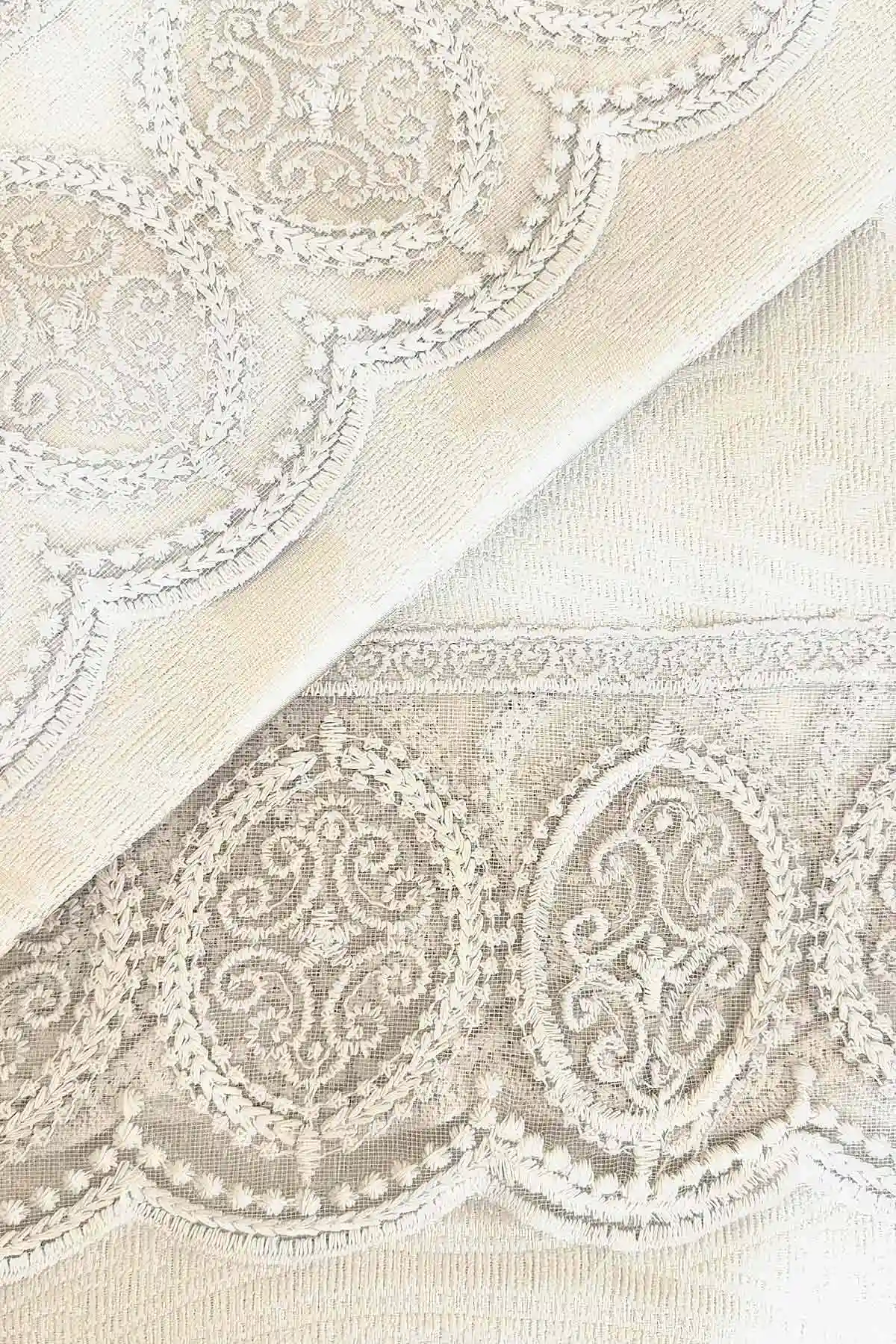 Krem 240x260 Dantelli Çift Kişilik Gelin Seti Yatak Örtüsü 282721