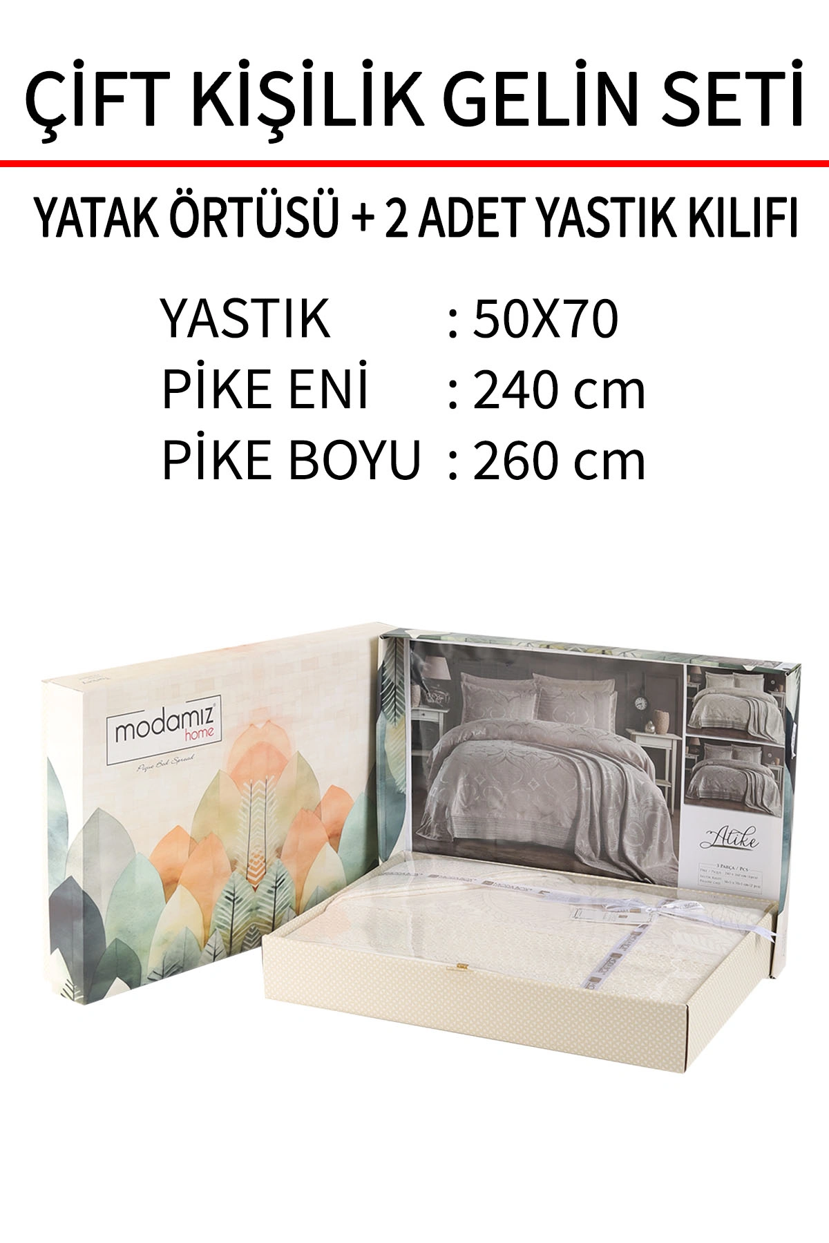 Krem 240x260 Dantelli Çift Kişilik Gelin Seti Yatak Örtüsü 282722