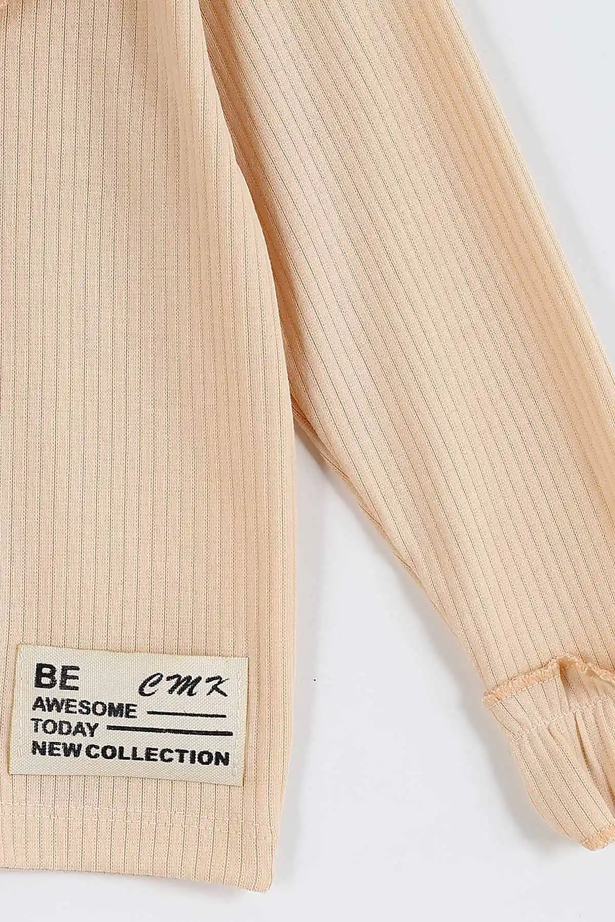 Krem (3-11 Yaş) Yaka ve Kol Fırfır Detaylı Kız Çocuk Sweatshirt 297014
