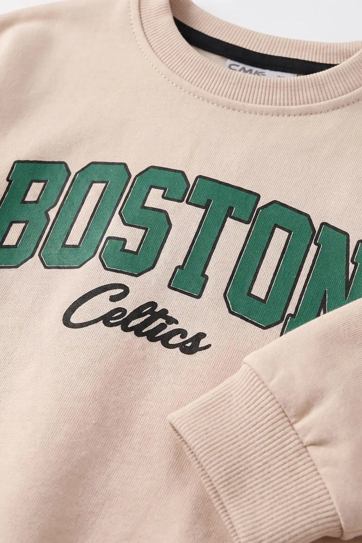 Krem (3-12 Yaş) Boston Baskılı Erkek Çocuk Sweatshirt 473821