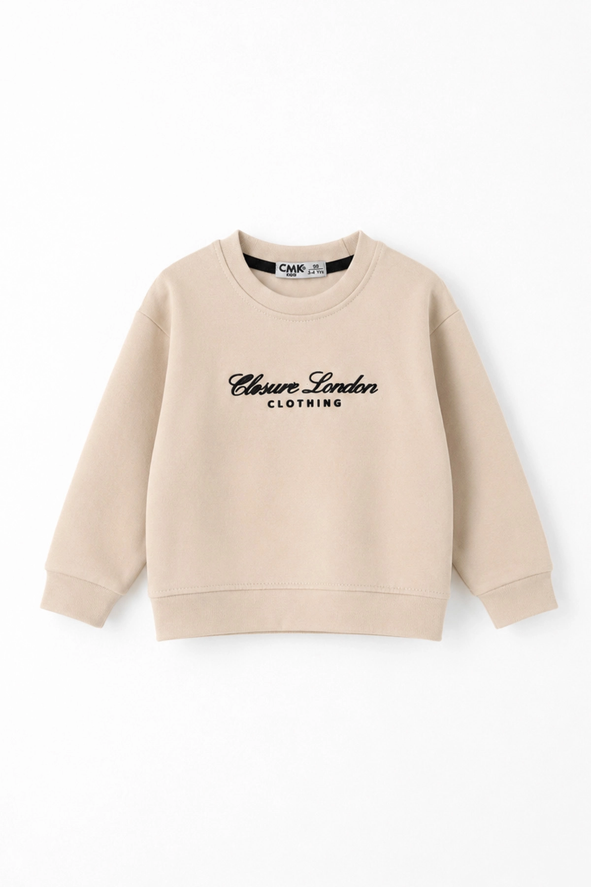 Krem (3-12 Yaş) Yazı Nakışlı Erkek Çocuk Sweatshirt 473816