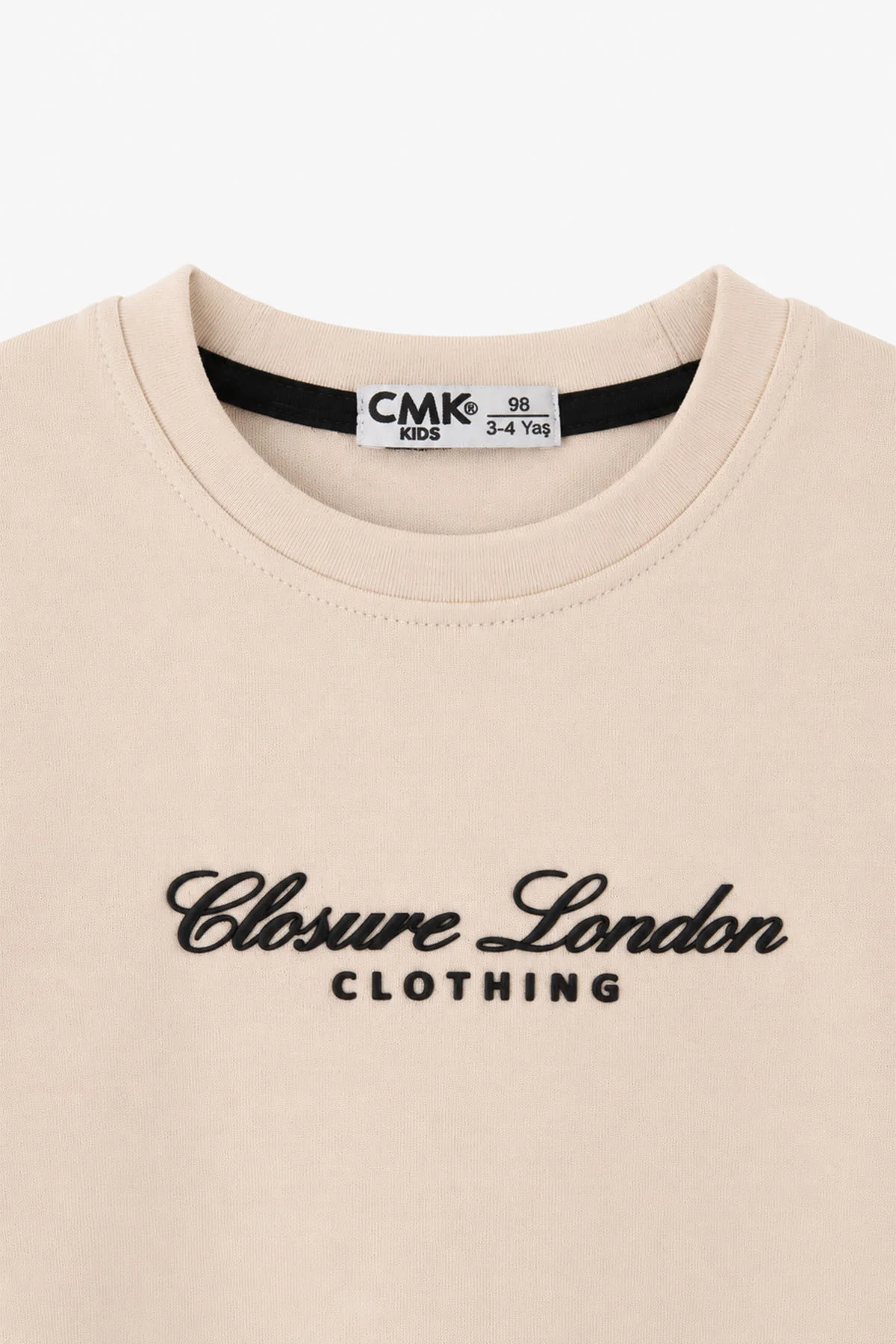 Krem (3-12 Yaş) Yazı Nakışlı Erkek Çocuk Sweatshirt 473816