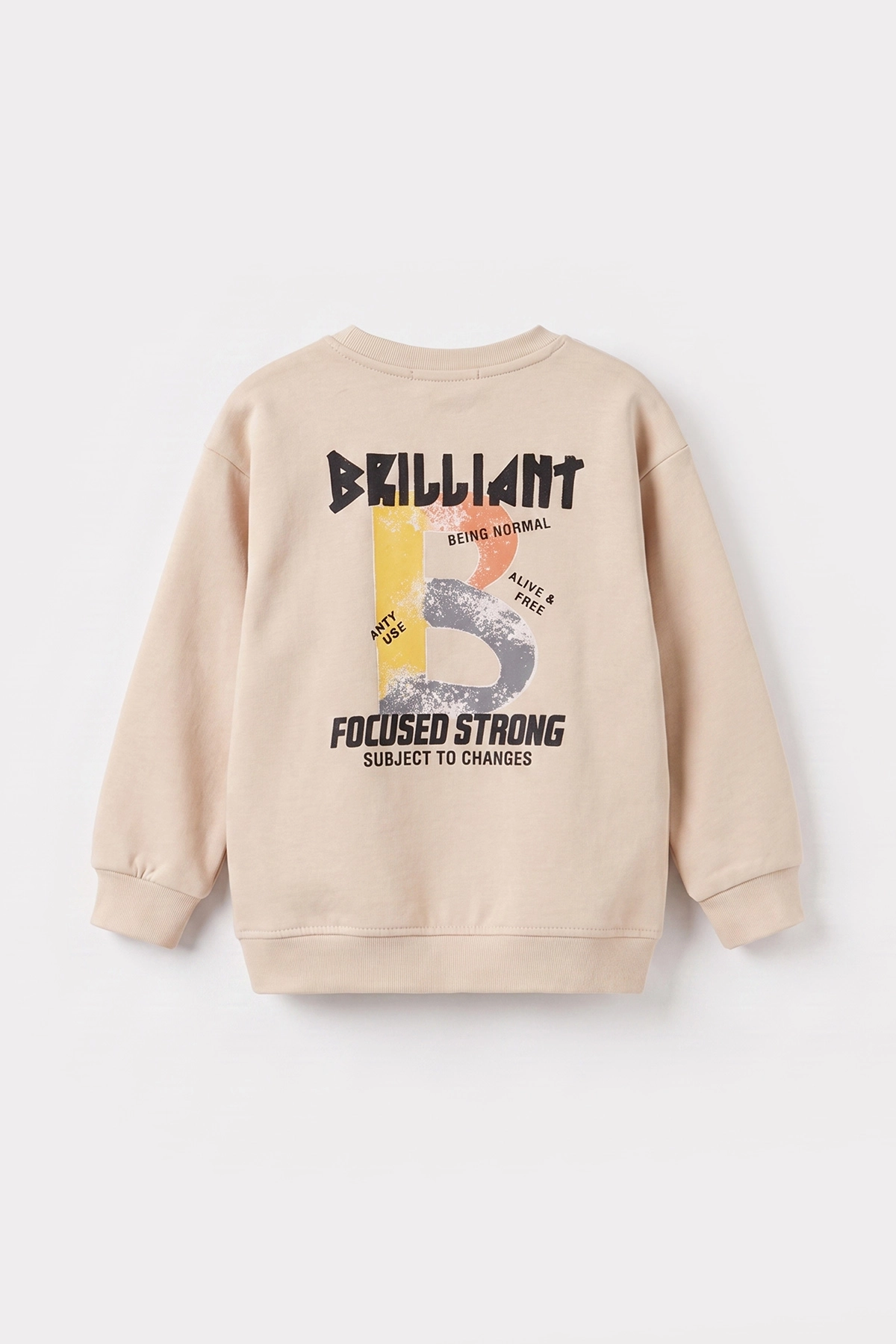 Krem (3-12 Yaş)Baskılı 2 İp Erkek Çocuk Sweatshirt 484120