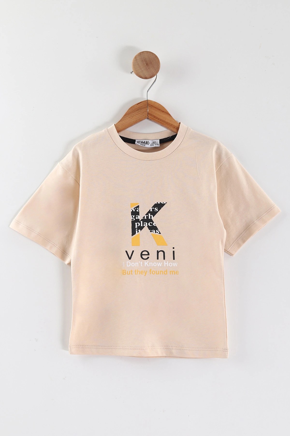 Krem (3-12 Yaş)K Baskılı Erkek Çocuk Tişört 447168