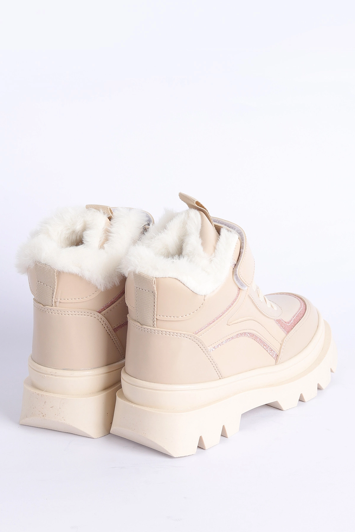 Krem (31-35 Filet)Cırtlı Bağcıklı İçi Kürklü Bilek Kız Çocuk Bot 316452