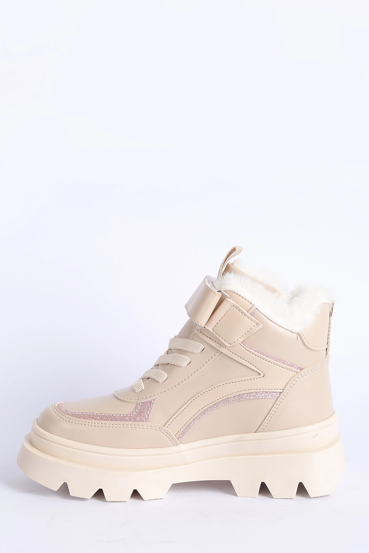 Krem (31-35 Filet)Cırtlı Bağcıklı İçi Kürklü Bilek Kız Çocuk Bot 316452