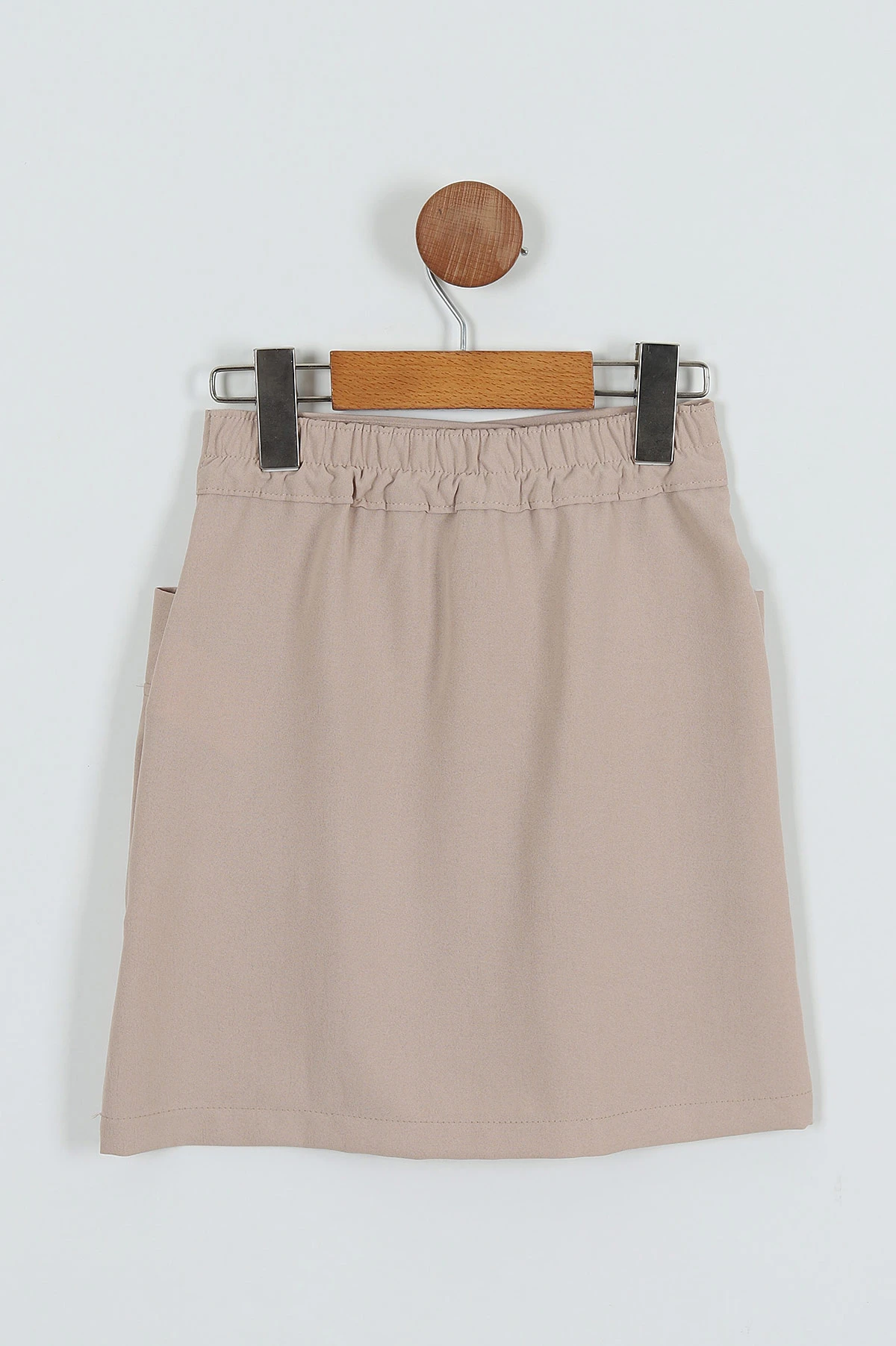 Krem (4-9 Yaş) Cepli Linda Keten Kız Çocuk Etek 250857