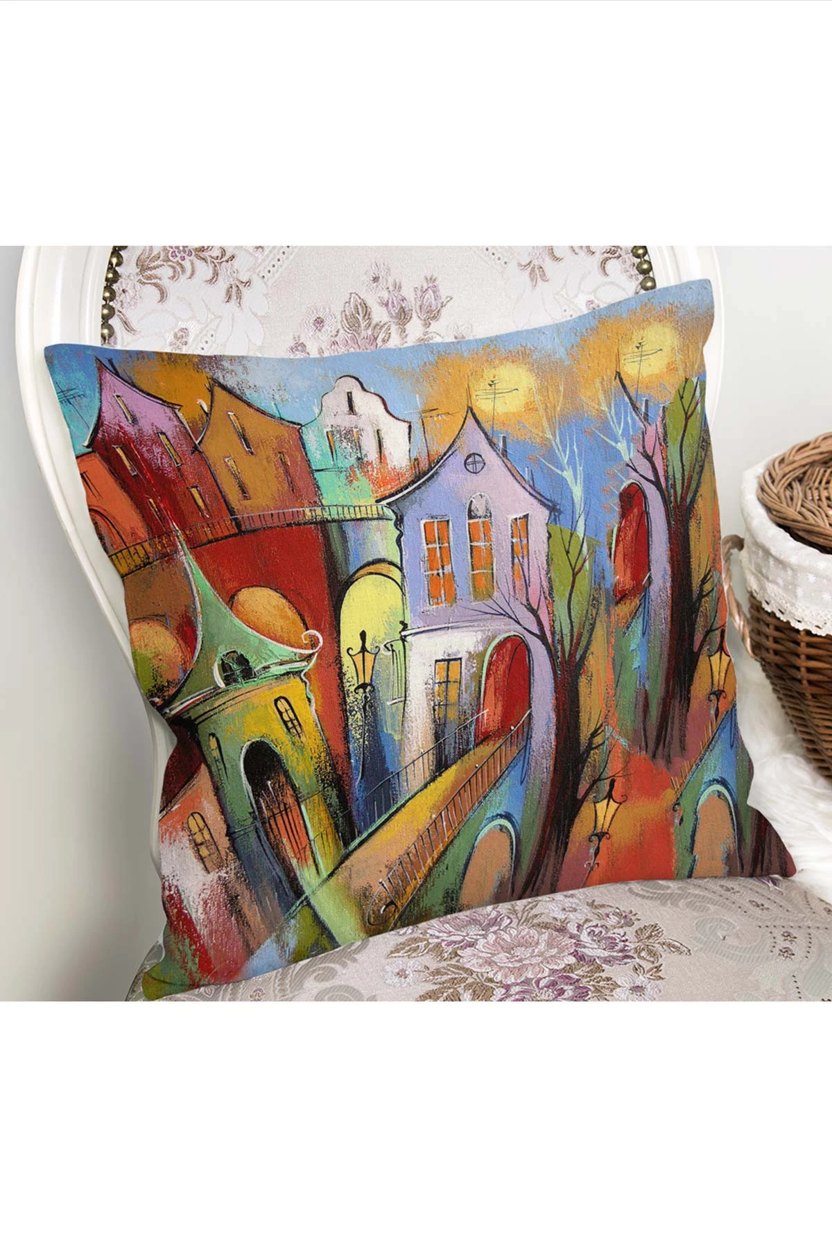 43x43 Dijital Baskılı Fermuarlı Modern Kırlent Kılıfı 272412