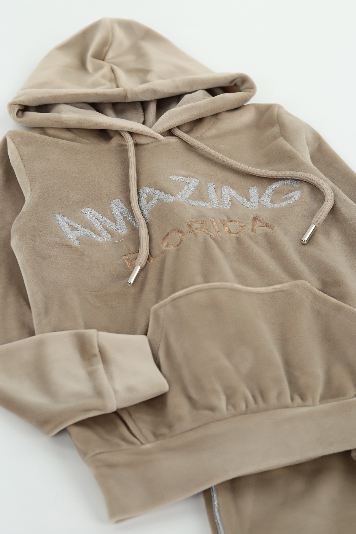 Krem (5-8 Yaş) Amazıng Florida Nakışlı Kız Çocuk Takımı 128822