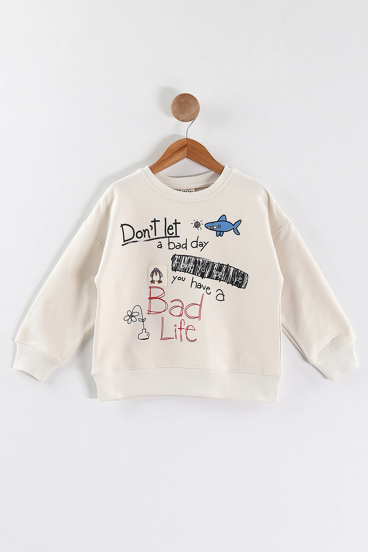 Krem (5-8 Yaş)Bad Life Baskılı Kız Çocuk Sweatshirt 432932