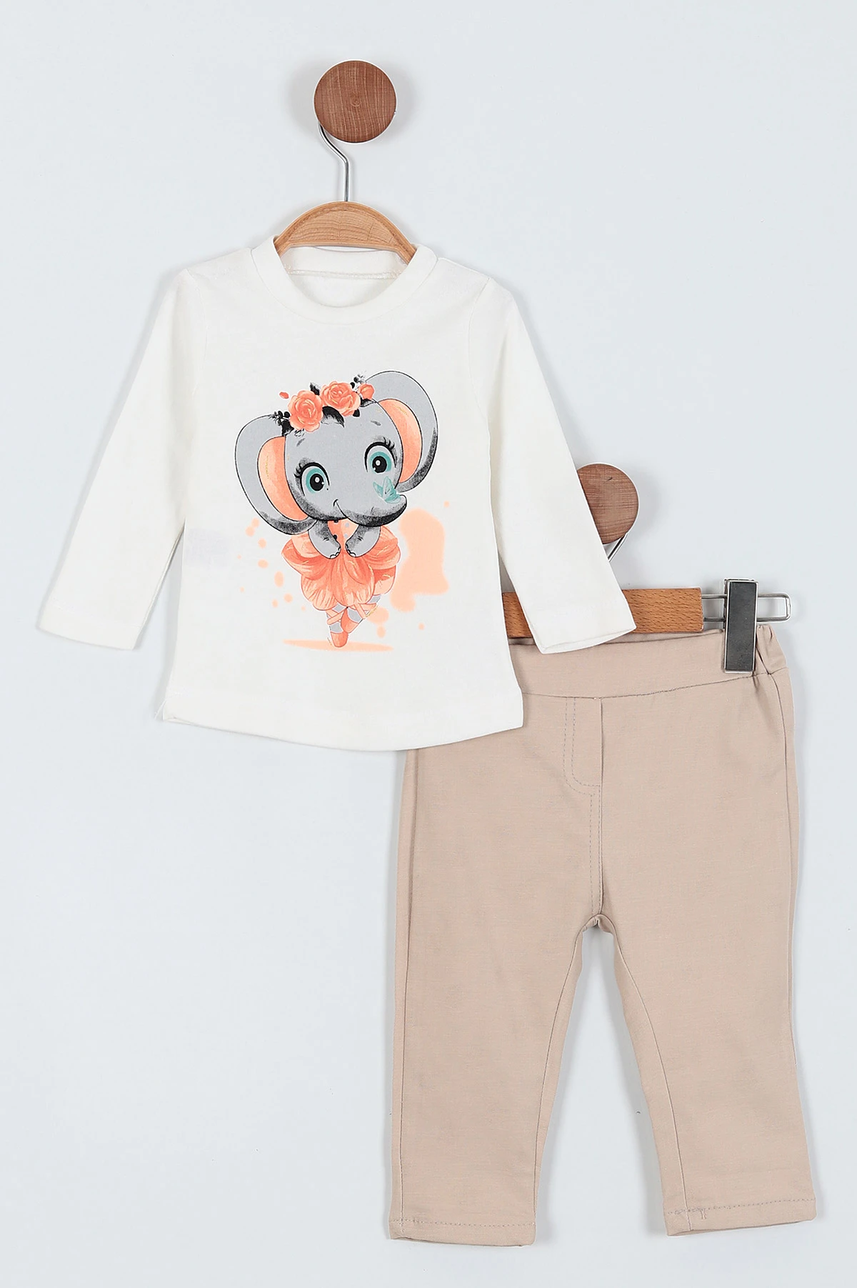 Krem (6-24 Ay) Nakışlı Yelekli Kız Bebe Takım 230776