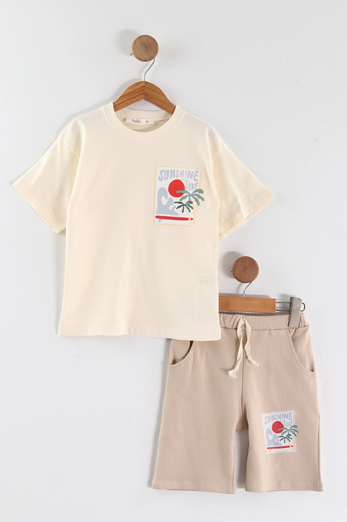 Krem (6-9 Yaş) Sunshine Baskılı Erkek Çocuk Takım 464911