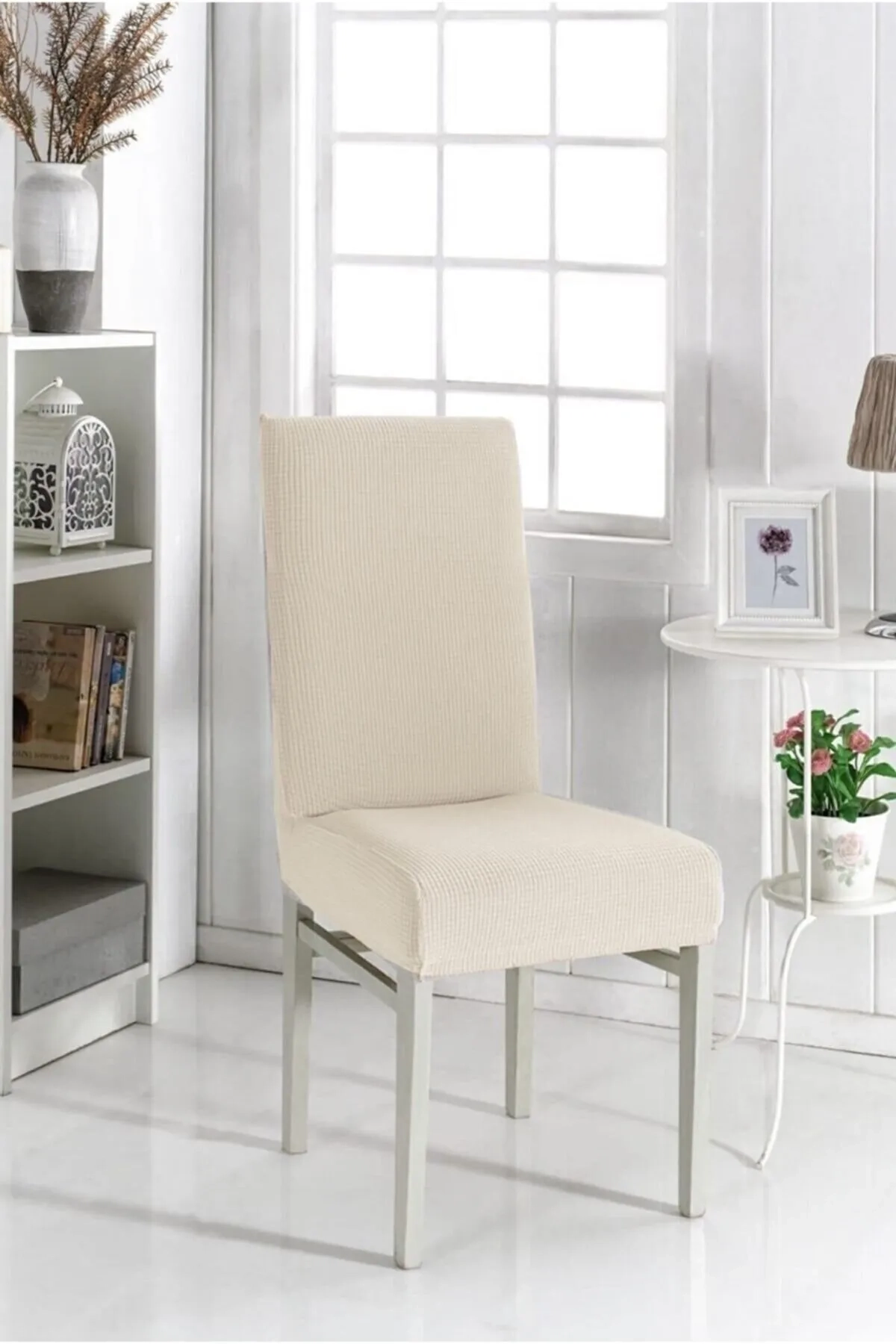 Krem 6'lı Bambu Sandalye Kılıfı 281784