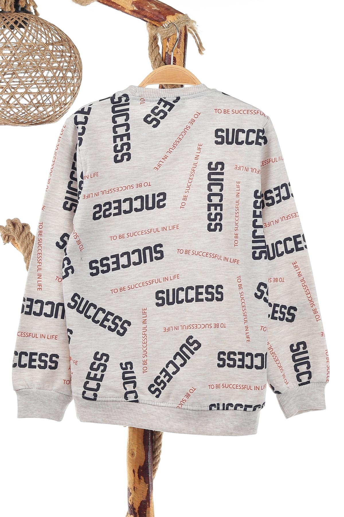 Krem (8-12 Yaş) Success Baskılı İki İp Şardonlu Erkek Çocuk Sweat 139543