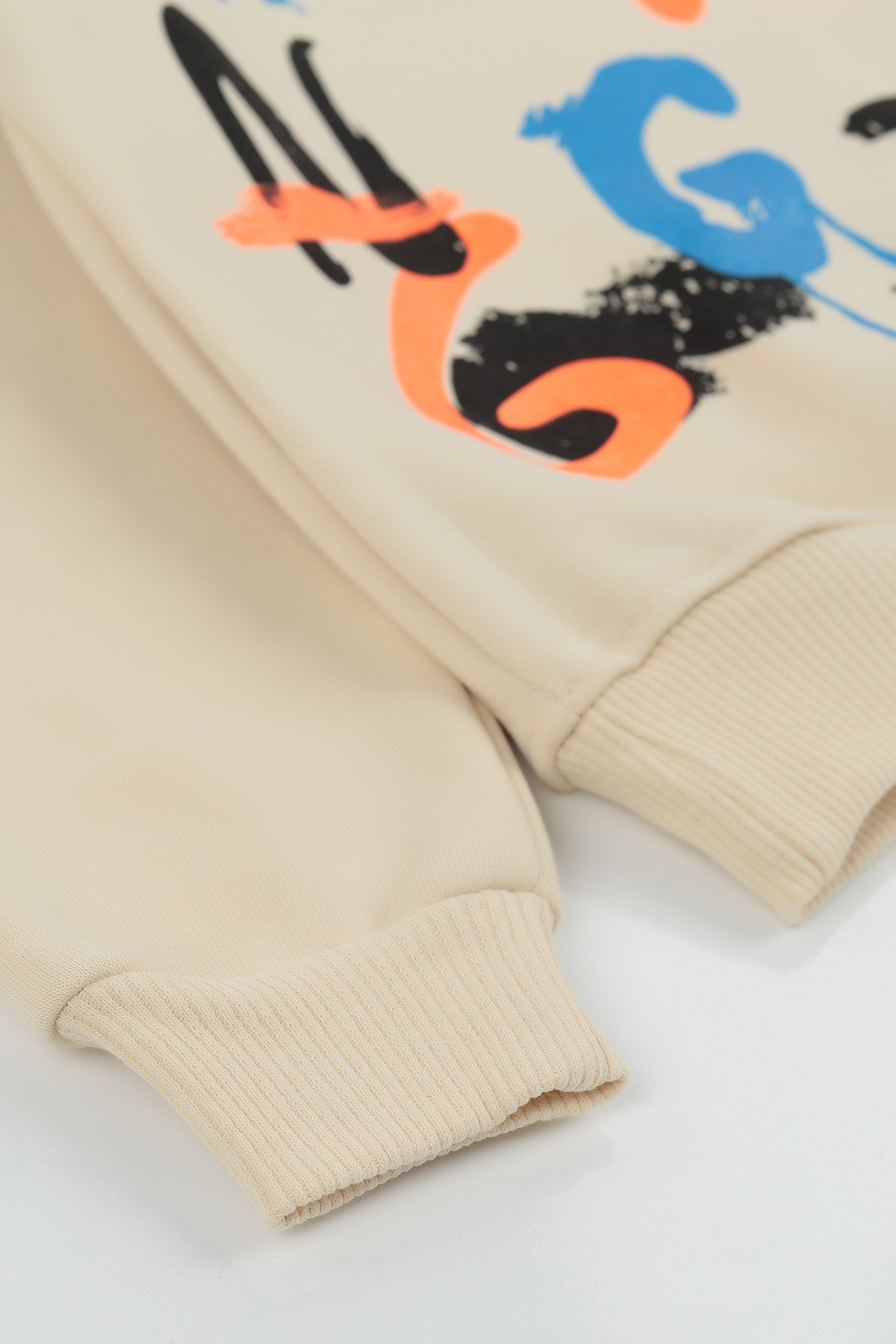 Krem (8-12 Yaş) Wowo Wın Baskılı Üç İp Şardonlu Erkek Çocuk Sweat Polar 135249