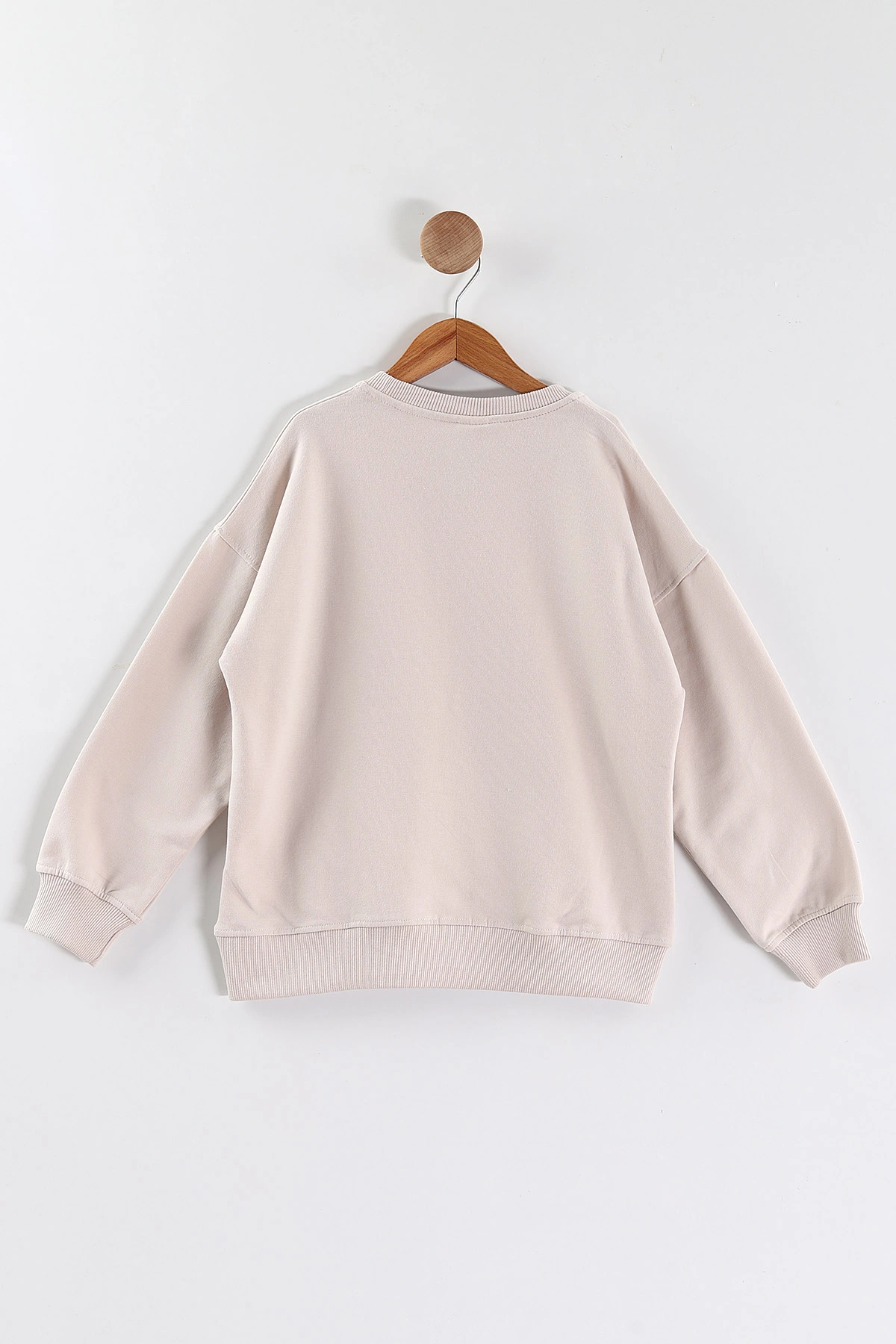 Krem (9-12 Yaş)Önü Taşlı Kız Çocuk Sweatshirt 432946