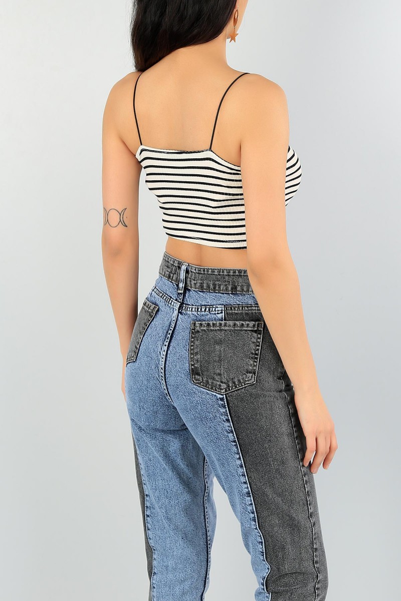 Krem Askılı Bayan Crop Atlet 60229