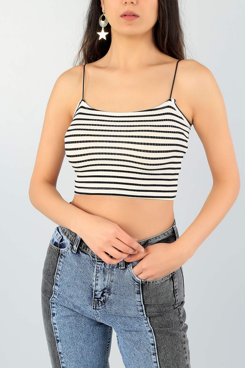 Krem Askılı Bayan Crop Atlet 60229