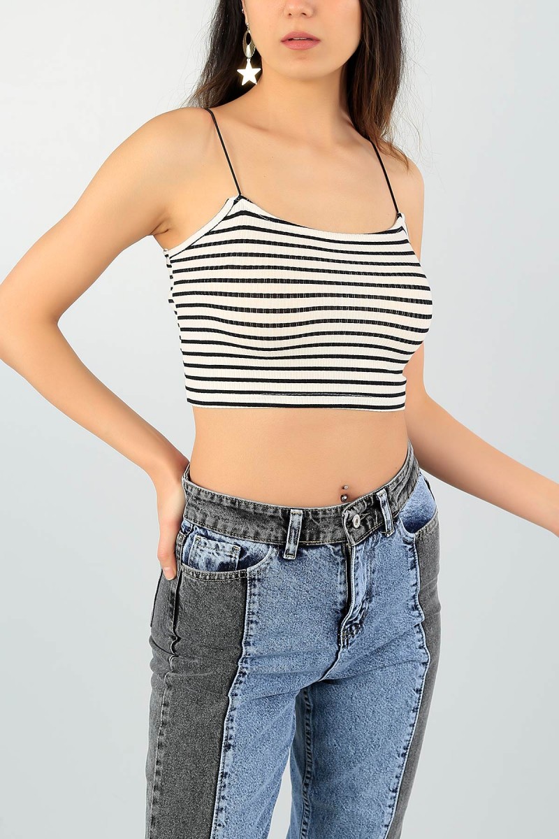Krem Askılı Bayan Crop Atlet 60229