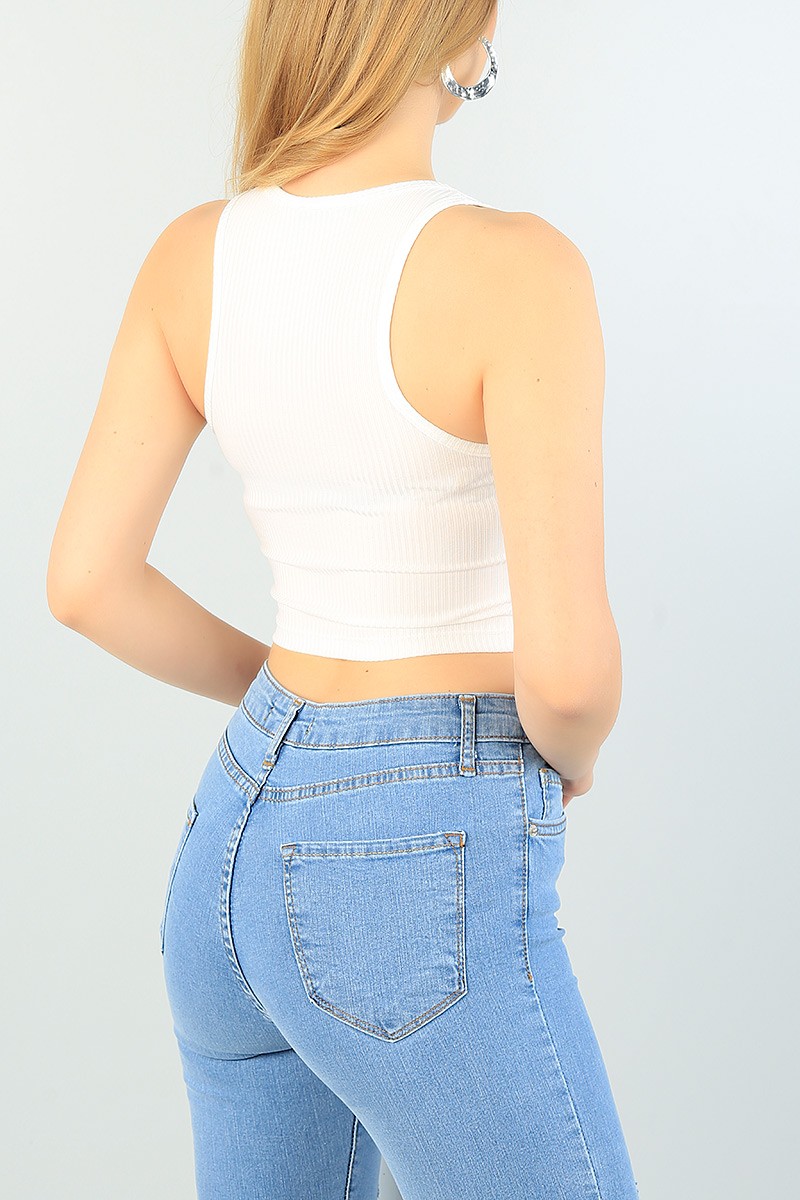 Ekru Bağcık Tasarım Bluz 68370