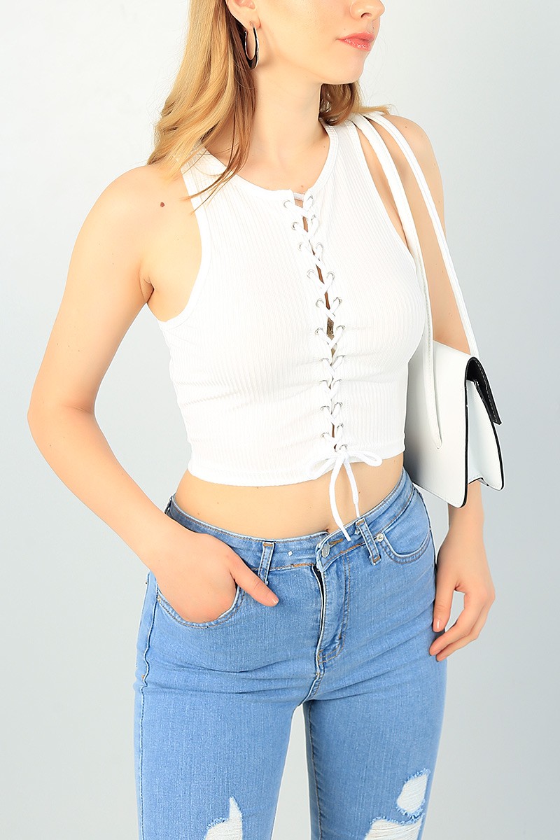 Ekru Bağcık Tasarım Bluz 68370
