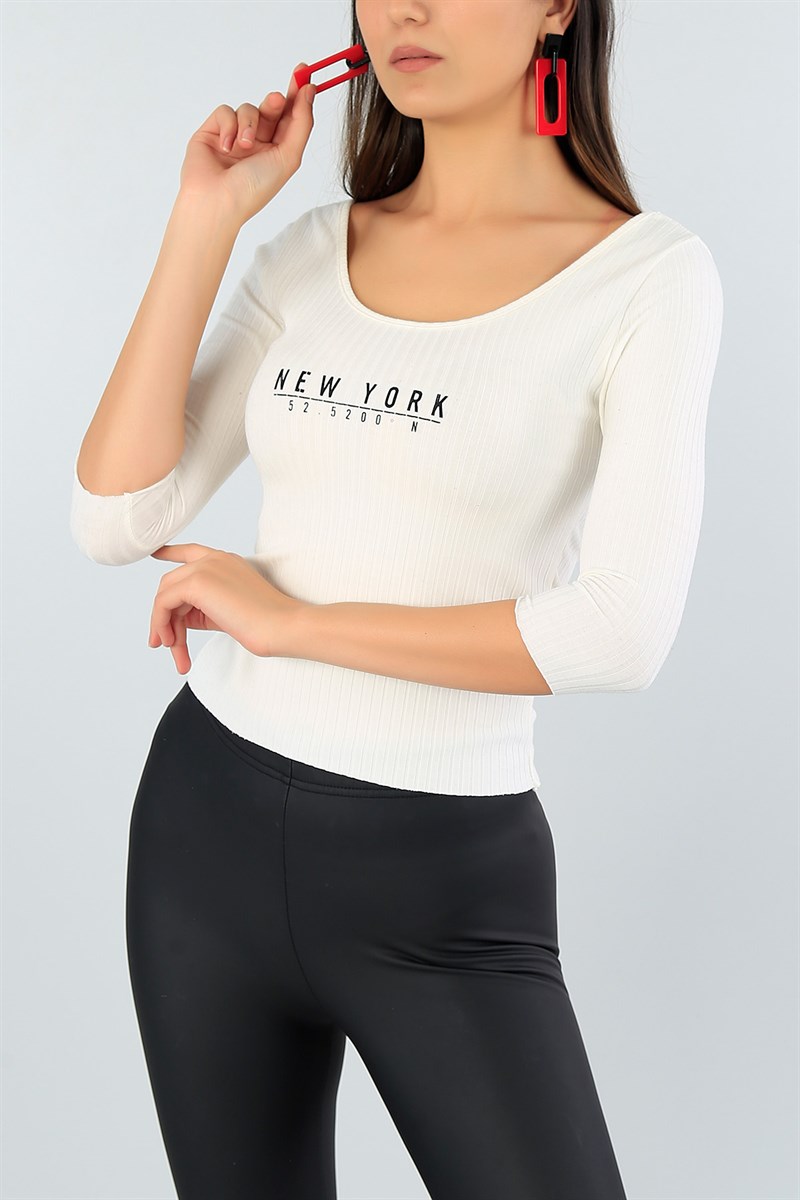 Krem Baskılı Kaşkorse Bayan Triko 46511