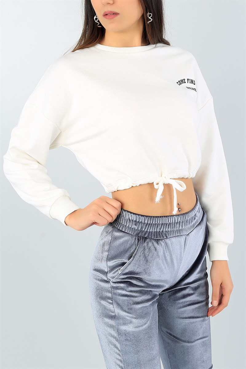 Krem Belden Sıkmalı Bayan Sweat 46752