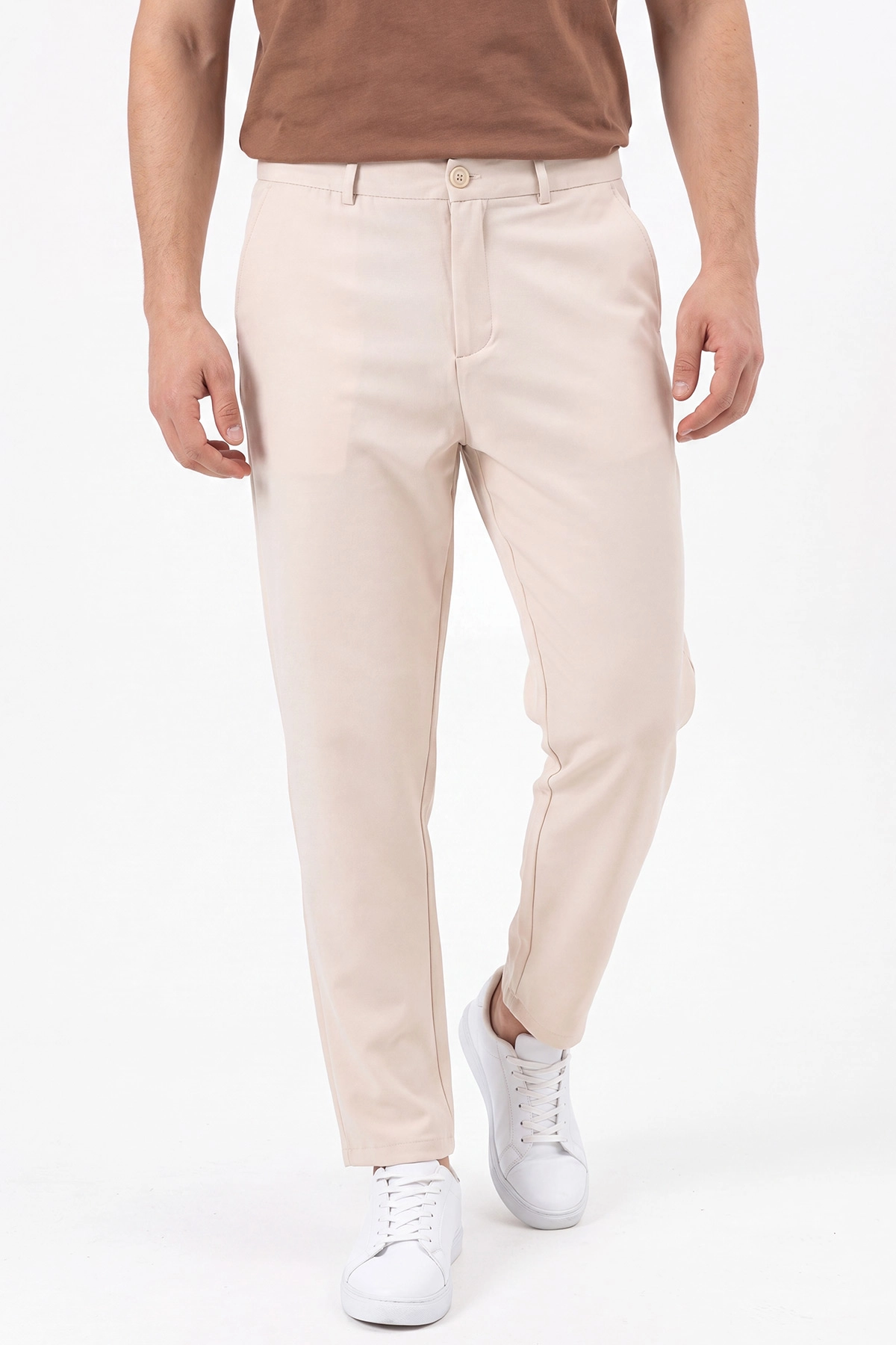 Krem Beli Lastikli Double Kumaş Erkek Pantolon 472194