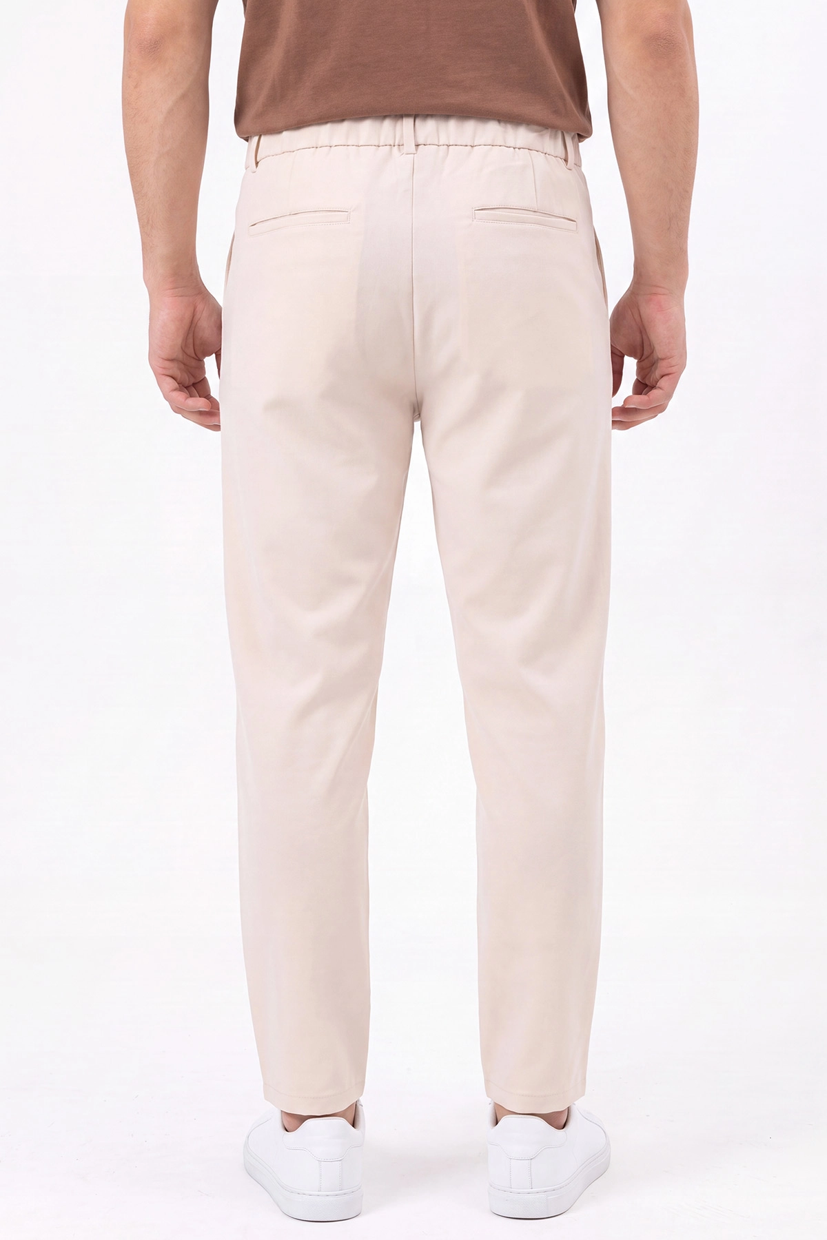 Krem Beli Lastikli Double Kumaş Erkek Pantolon 472194