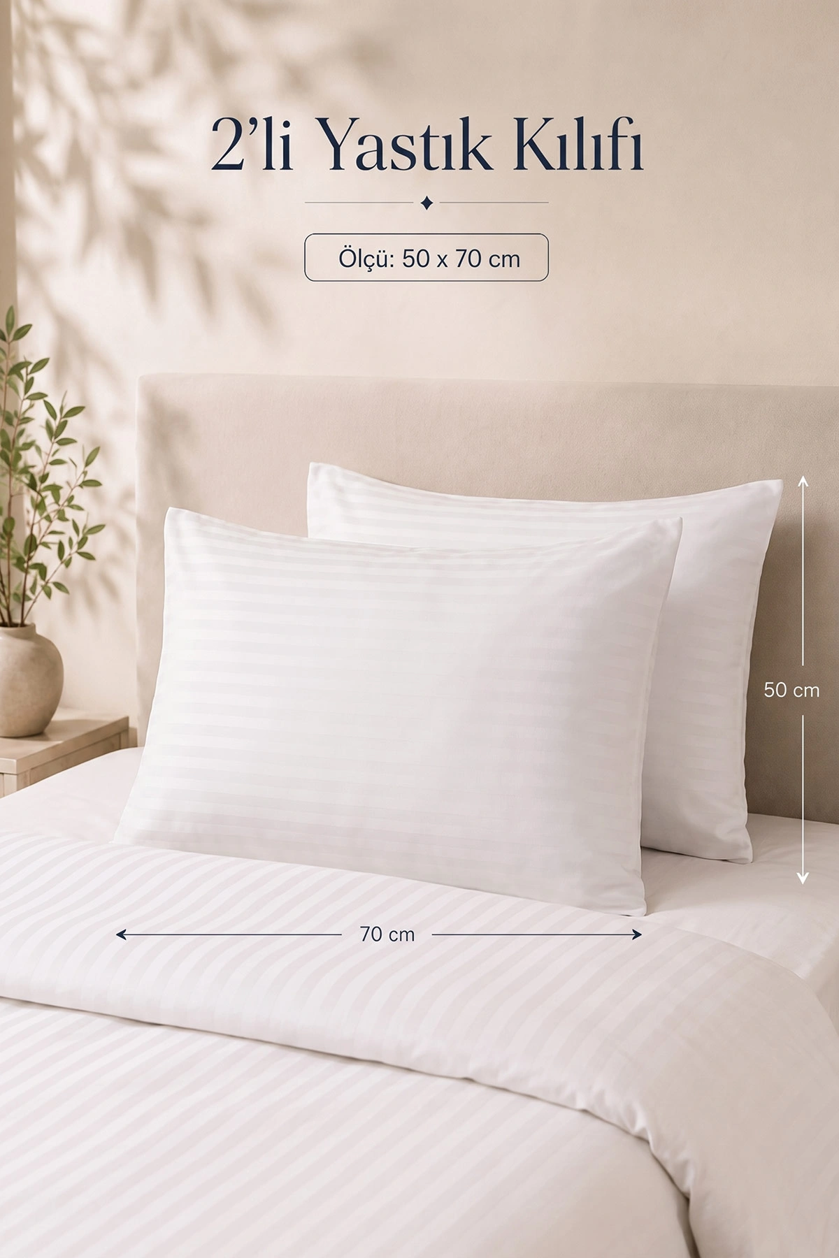Krem Bella Home 50x70 Cm 2'li Saten Yastık Kılıfı 474141