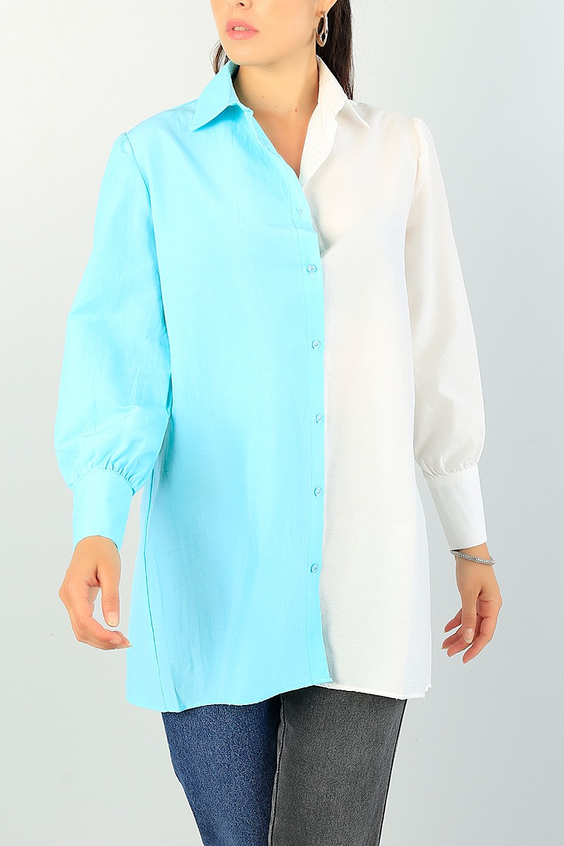 Krem Çift Renk Poplin Tunik 71870