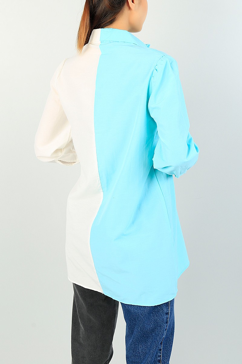 Krem Çift Renk Poplin Tunik 71870