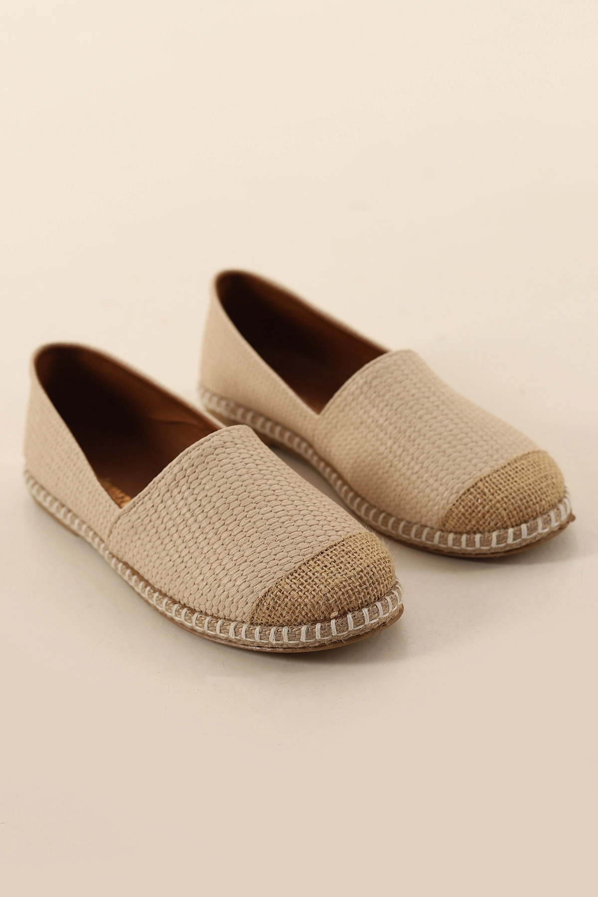Krem Dokulu Kadın Espadril Ayakkabı 348955