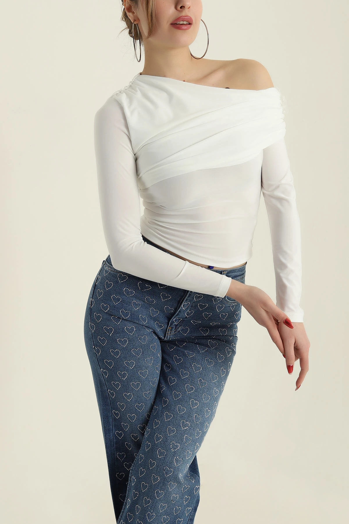 Krem Drapeli Sendy Kadın Bluz 425998