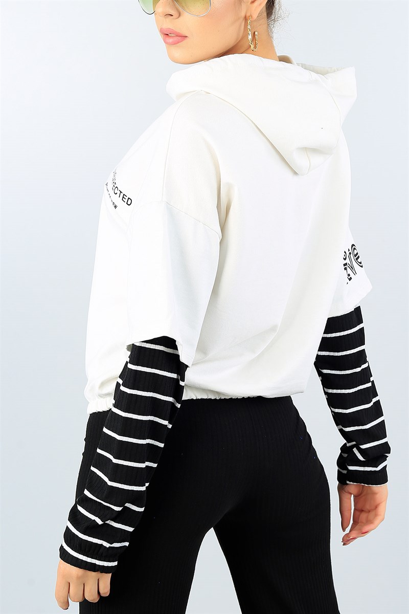 Krem Eklemeli Bayan Beli Lastikli Sweat 39619