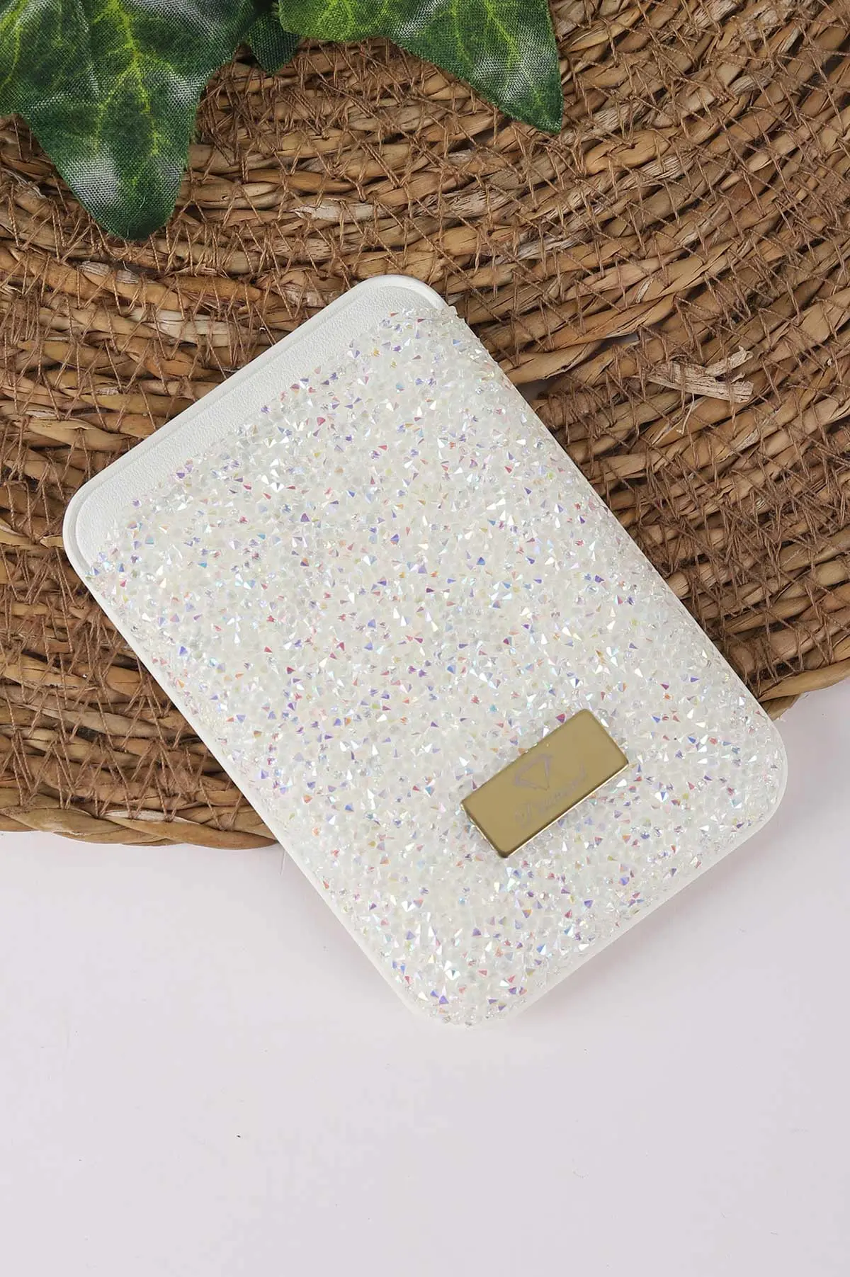 Krem Iphone Uyumlu Diamond Wallet Case - Taşlı Magsafe Kartlık - Telefon Kartlığı 431866