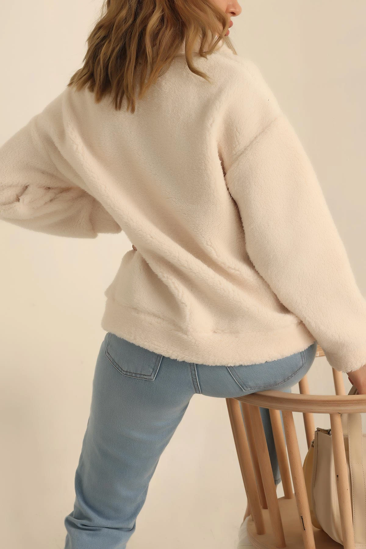 Krem Kanguru Cepli Yumoş Sweat 231696